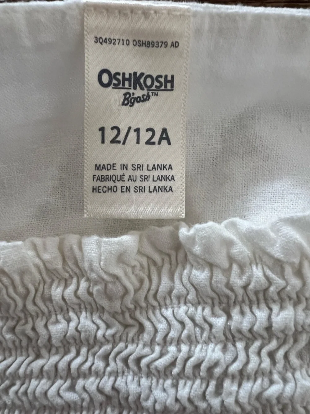 OshKosh B'gosh Smocked Square-Neck Puff Sleeve Top - Girls 12